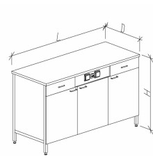 Стол-тумба с дверками с ящиками и розетками 1500 СТЛд-М с/я.р.