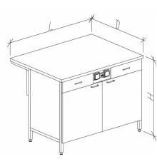 Стол-тумба большой с дверками с ящиками и розетками 1200/900 СТЛд-М с/я.р.